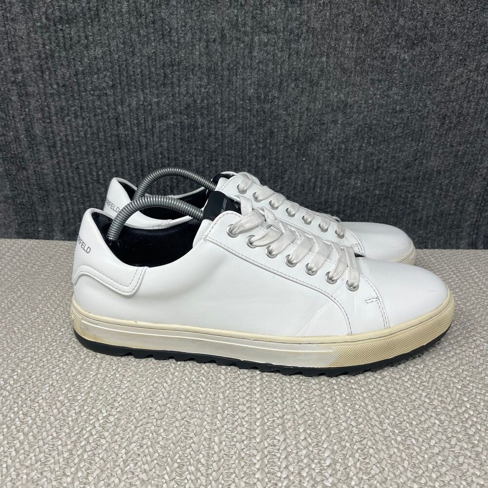 Karl Lagerfeld Paris Mael Low Top Lace Up Sneakers White Leather Mens 10.5 US